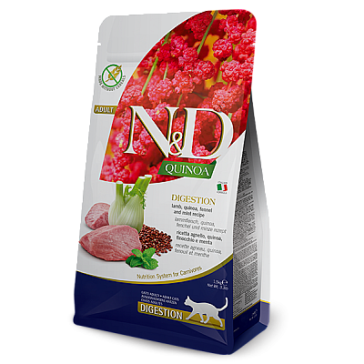 Сухий дієтичний корм Farmina N&D Quinoa Digestion для дорослих котів, у разі порушень травлення, ягня та кіноа